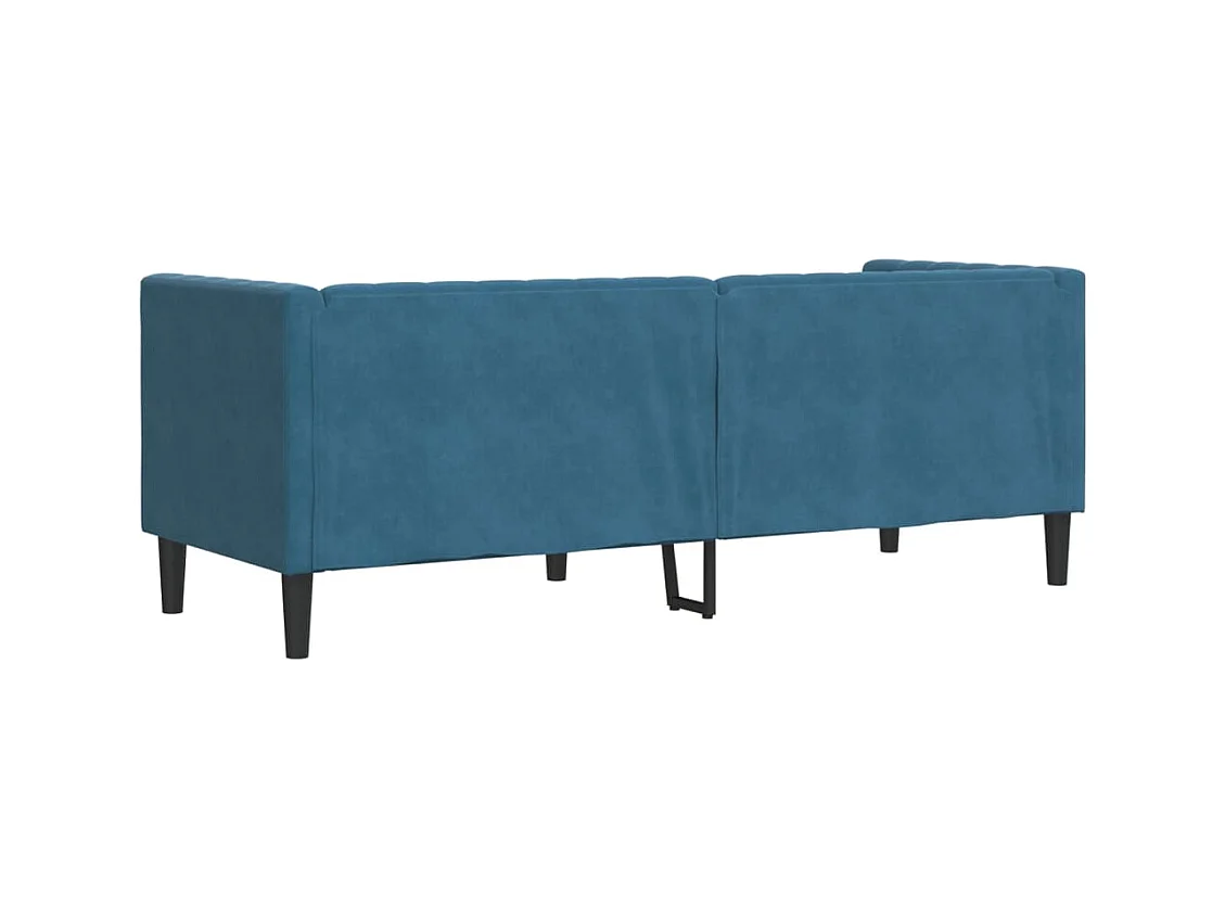 Canapé Chesterfield avec traversins 3 places bleu velours