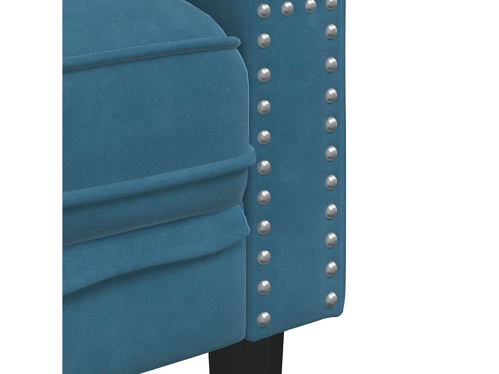 Canapé Chesterfield avec traversins 3 places bleu velours