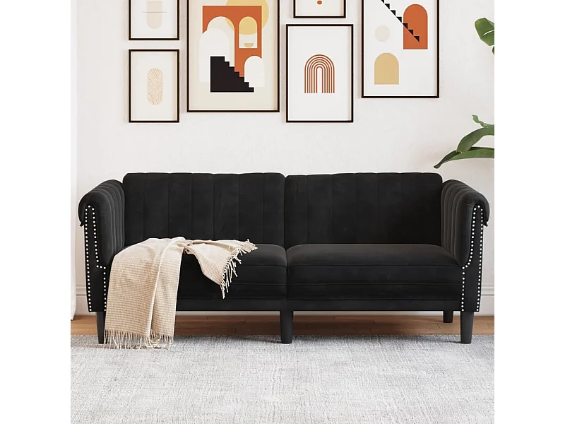 Sofá de 2 plazas terciopelo negro