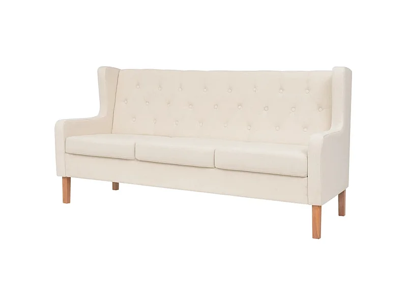 Canapé à 3 places Tissu Blanc crème