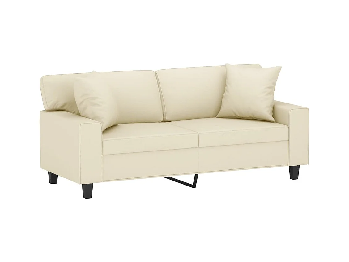 Canapé 2 places avec oreillers crème 140 cm similicuir