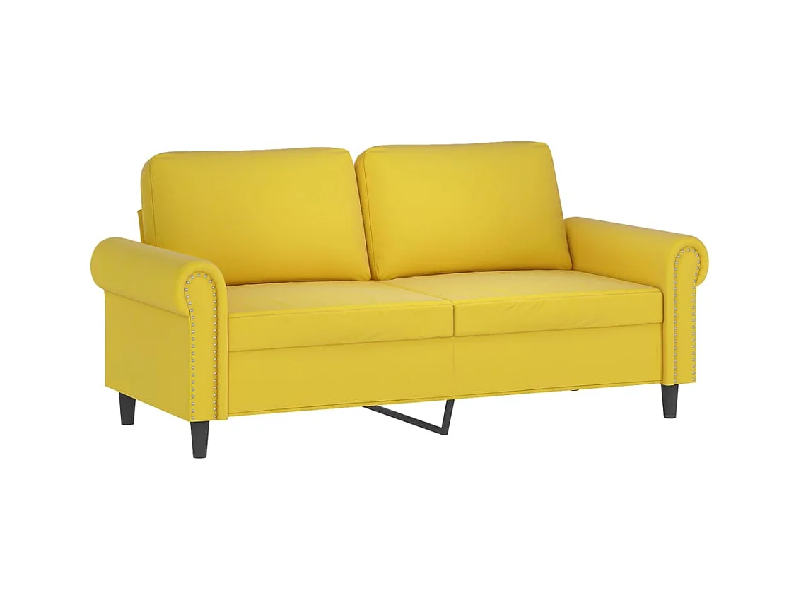 Canapé 2 places avec oreillers décoratifs jaune 140 cm velours
