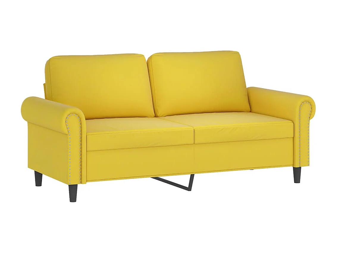 Sofá 2 lugares c/ almofadas decorativas 140 cm veludo amarelo