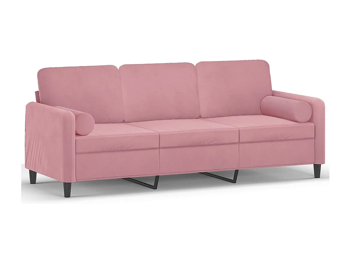 Canapé 3 places avec oreillers décoratifs rose 180 cm velours