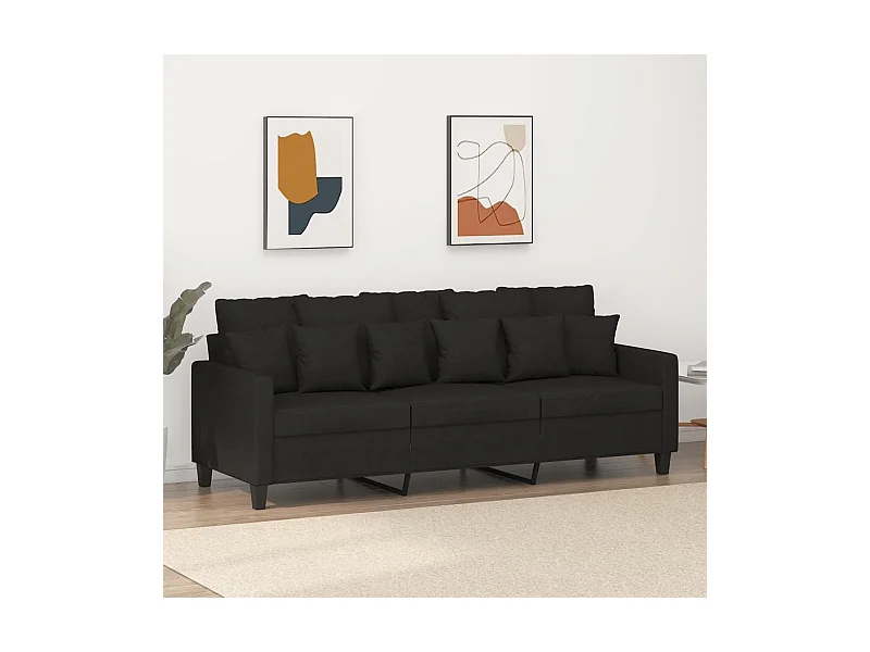 Sofá de 3 plazas de tela negro 180 cm