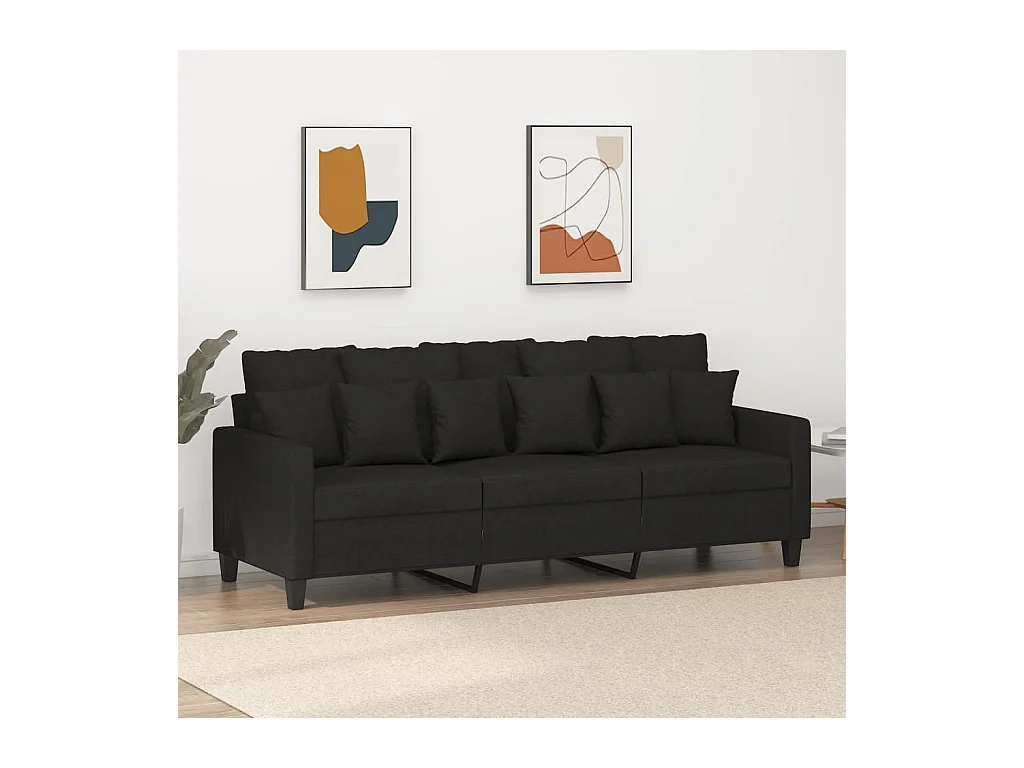Canapé à 3 places Noir 180 cm Tissu