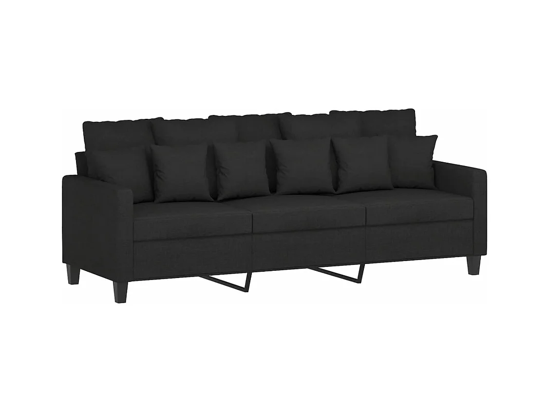 Canapé à 3 places Noir 180 cm Tissu