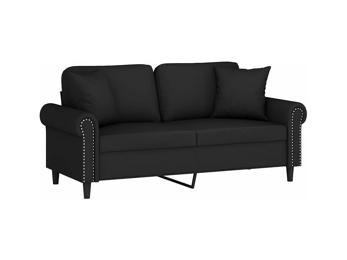 Canapé 2 places avec oreillers décoratifs noir 140 cm velours