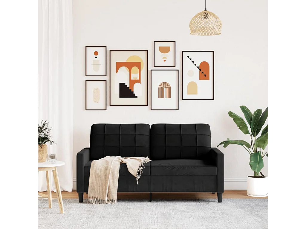 Tweezitsbank 140 cm fluweel zwart