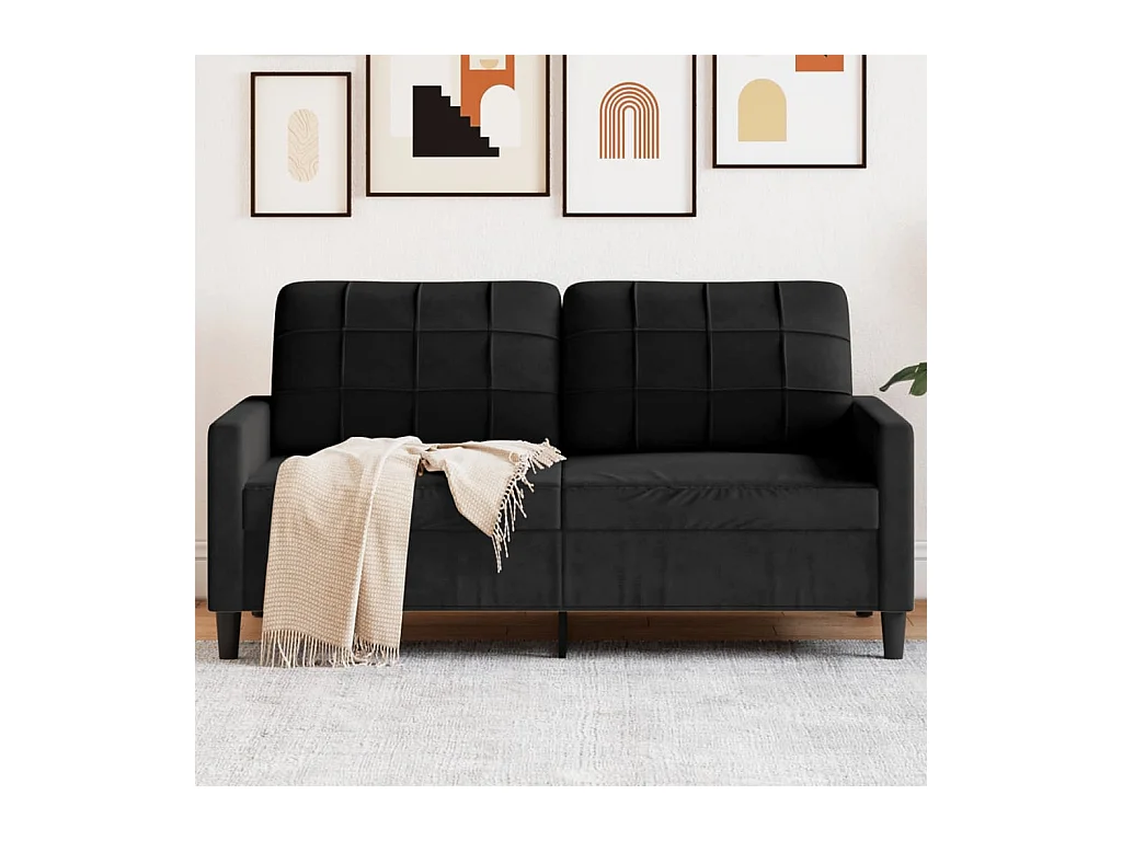 Canapé à 2 places Noir 140 cm Velours