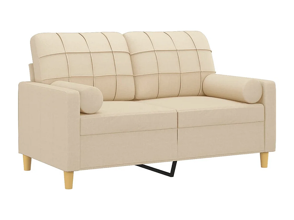 Tweezitsbank met sierkussens 120 cm stof crèmekleurig