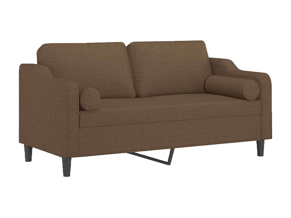 Canapé 2 places avec oreillers décoratifs marron 140 cm tissu