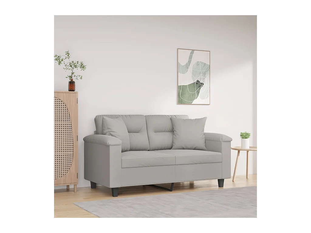 Canapé 2 places avec oreillers gris clair 120 cm