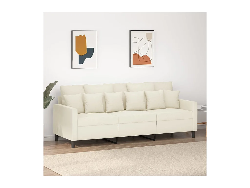 Canapé à 3 places Crème 180 cm Velours