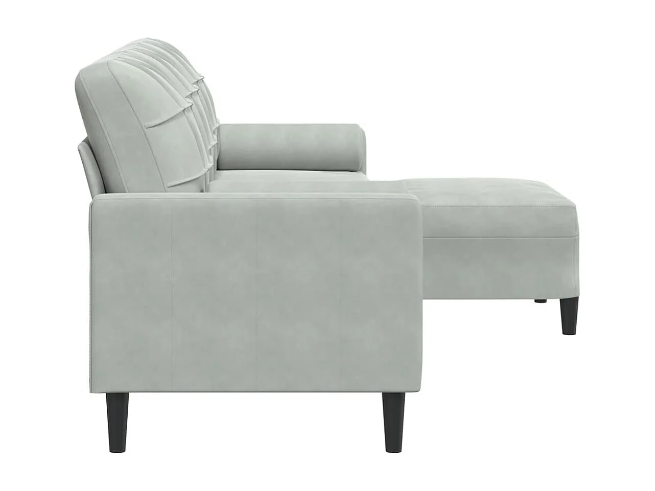 Canapé à 3 places avec repose-pieds Gris clair 210 cm Velours