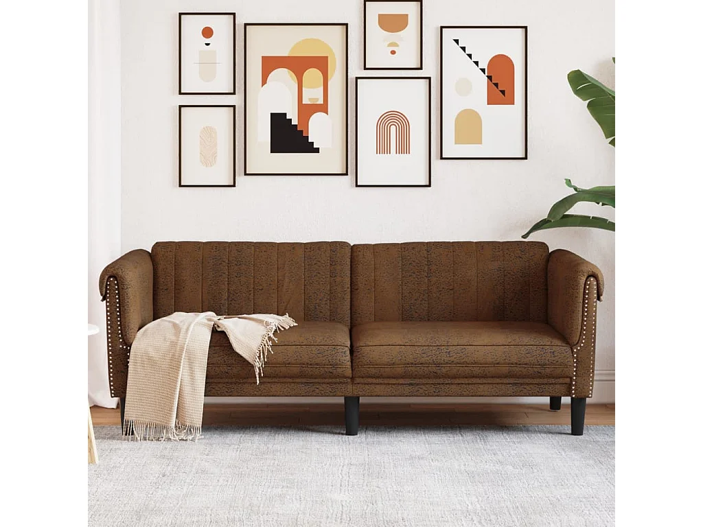 Driezitsbank kunstsuède bruin