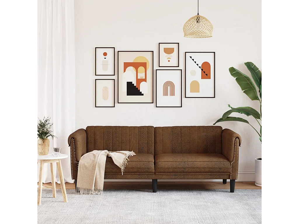 Driezitsbank kunstsuède bruin