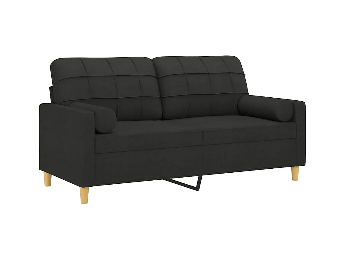 Canapé 2 places avec oreillers décoratifs noir 140 cm tissu