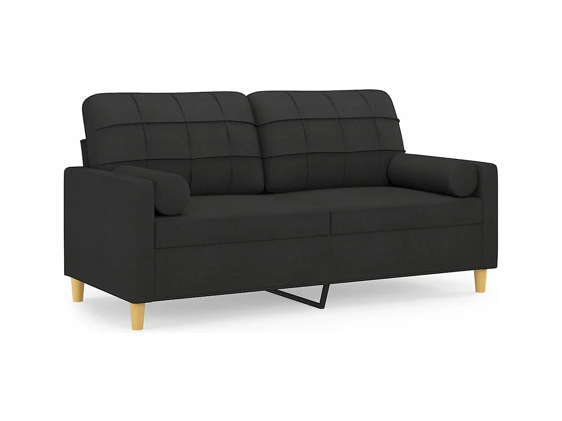 Canapé 2 places avec oreillers décoratifs noir 140 cm tissu