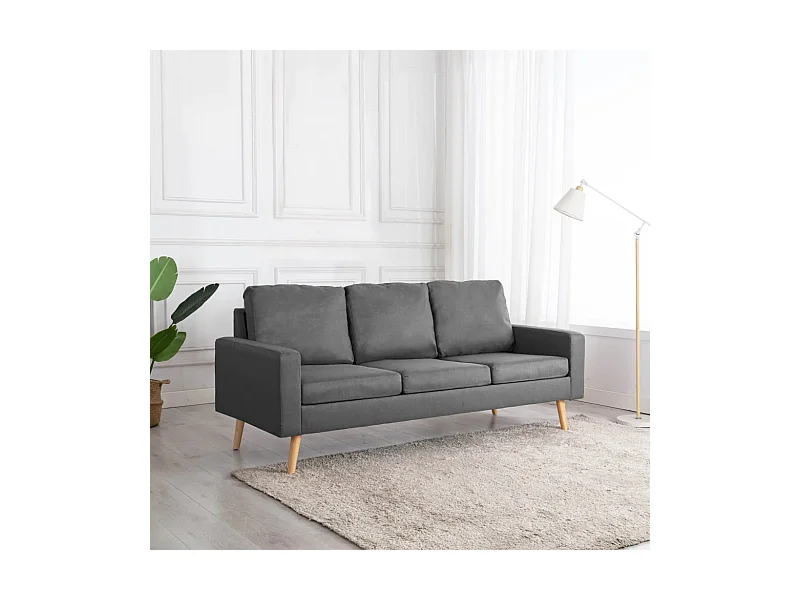 Sofá de 3 lugares tecido cinzento-claro