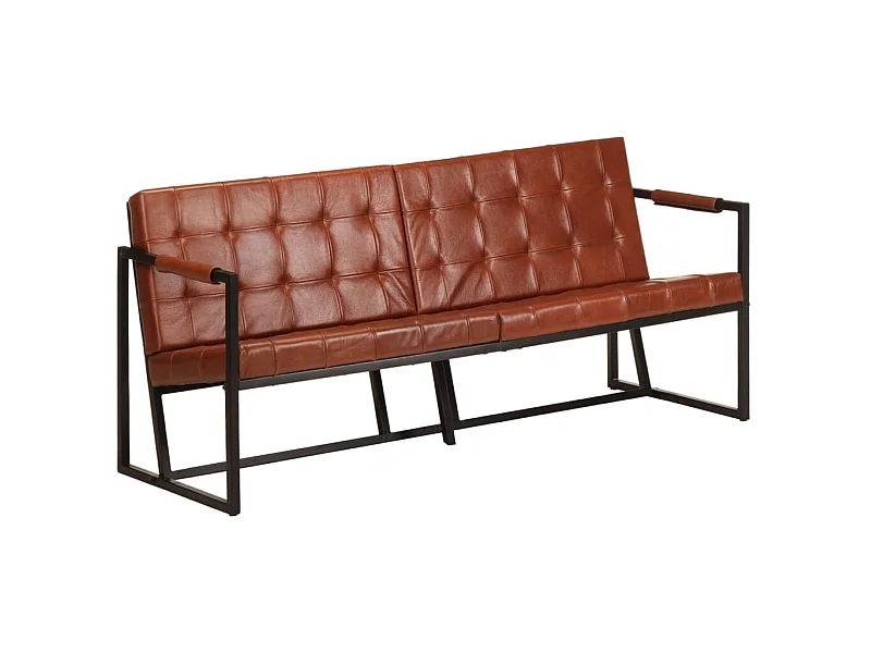 Canapé à 3 places Marron Cuir de chèvre véritable