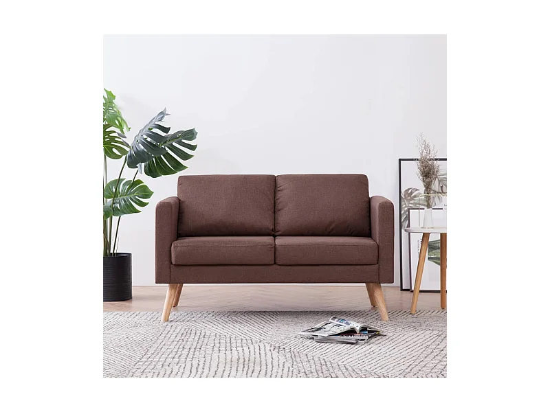 Sofá de 2 plazas de tela marrón