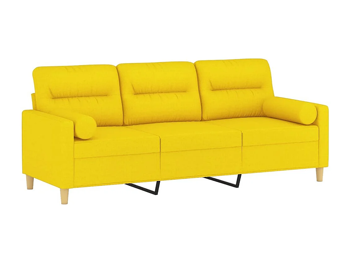 Canapé 3 places avec oreillers jaune clair 180 cm tissu