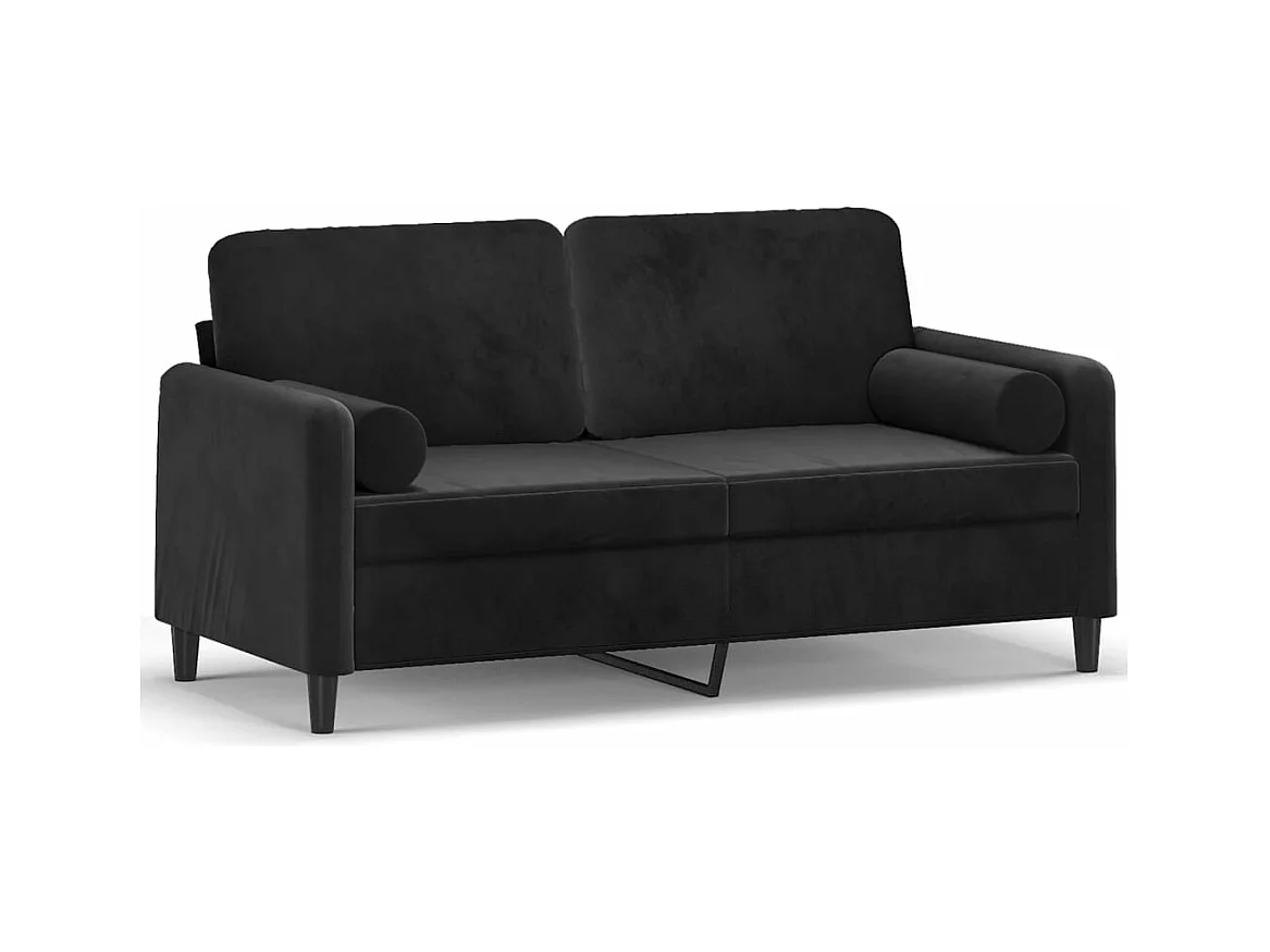 Canapé 2 places avec oreillers décoratifs noir 140 cm velours