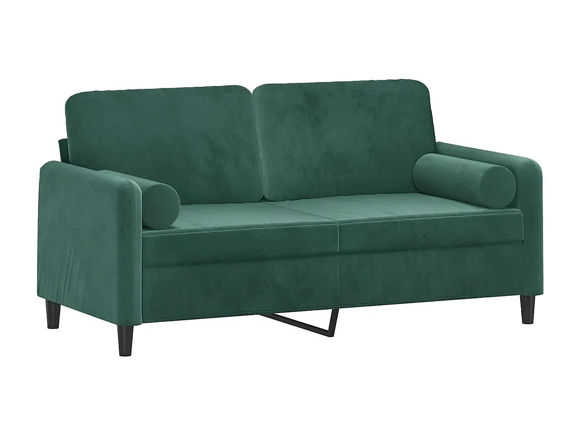 Tweezitsbank met sierkussens 140 cm fluweel donkergroen