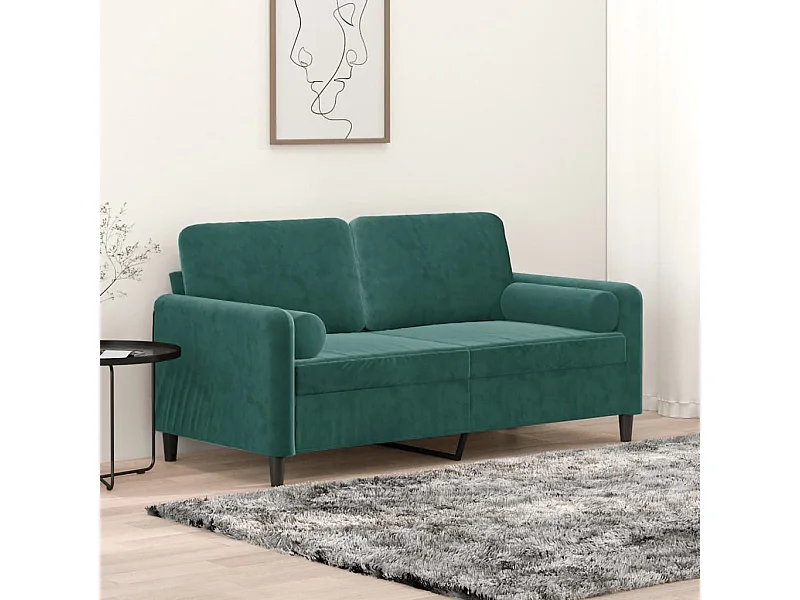 Tweezitsbank met sierkussens 140 cm fluweel donkergroen