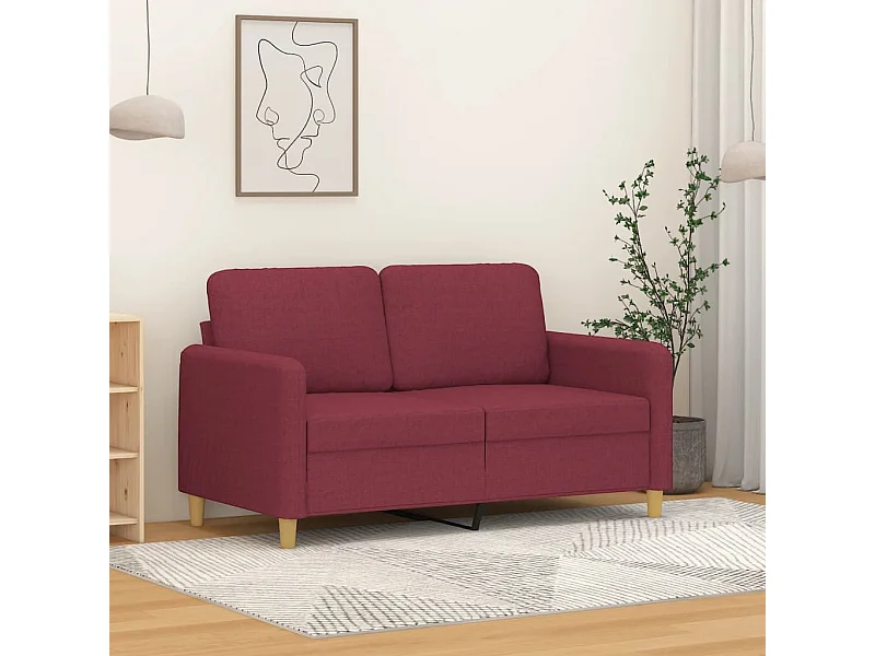 Sofá de 2 plazas de tela rojo tinto 120 cm