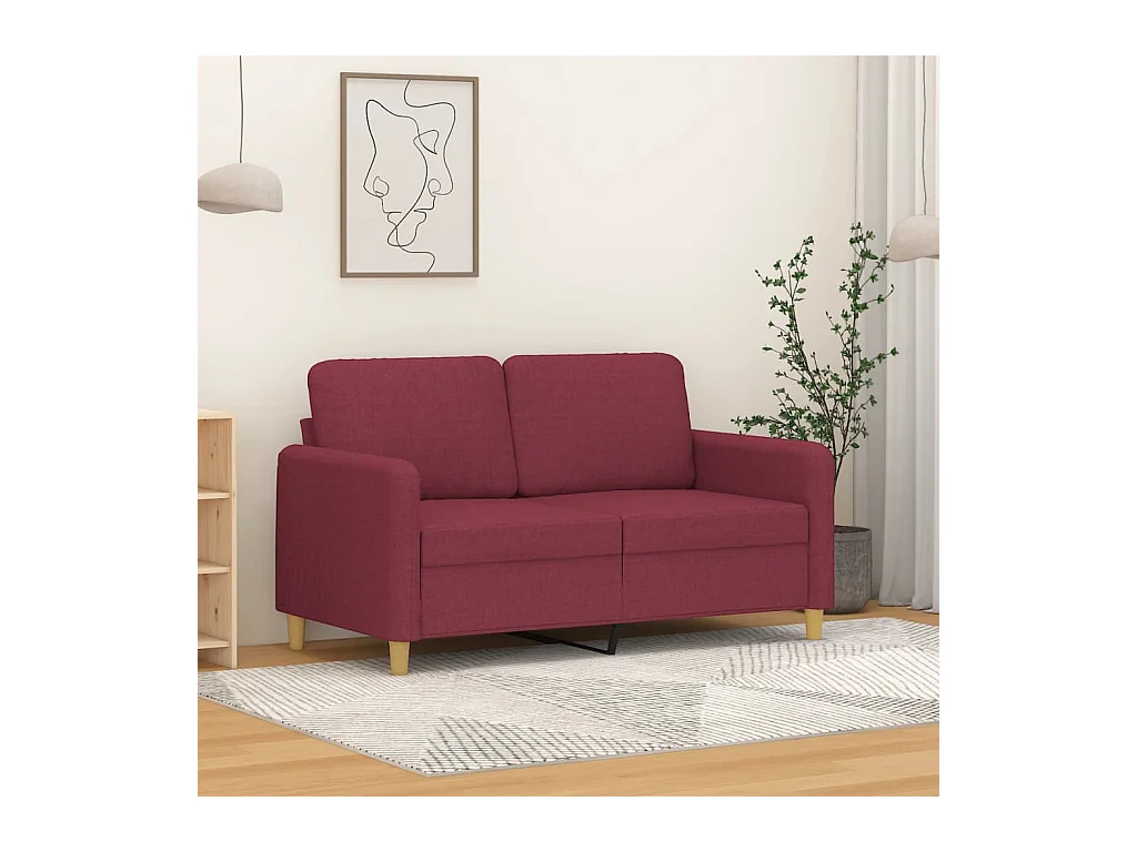 Sofá de 2 plazas de tela rojo tinto 120 cm