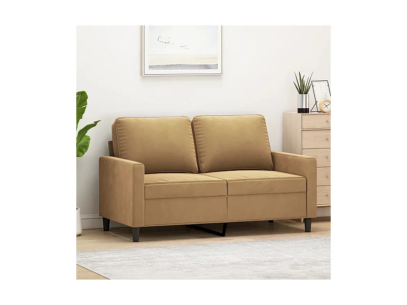 Sofá de 2 lugares veludo 120 cm castanho