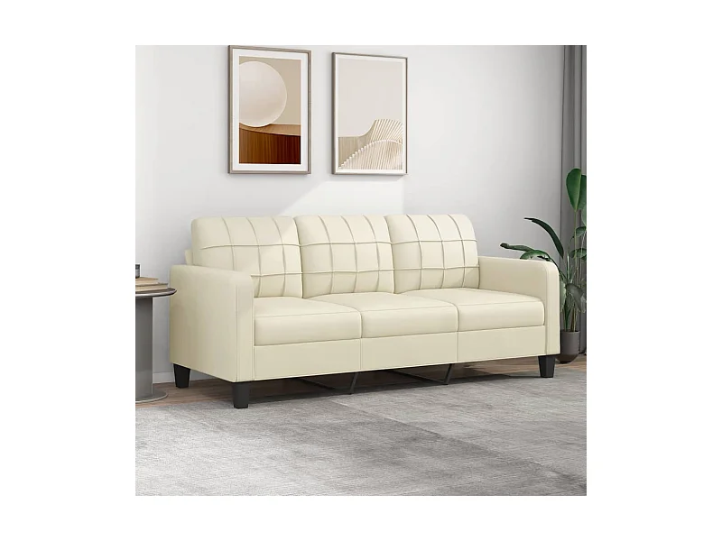 Canapé à 3 places Crème 180 cm Similicuir