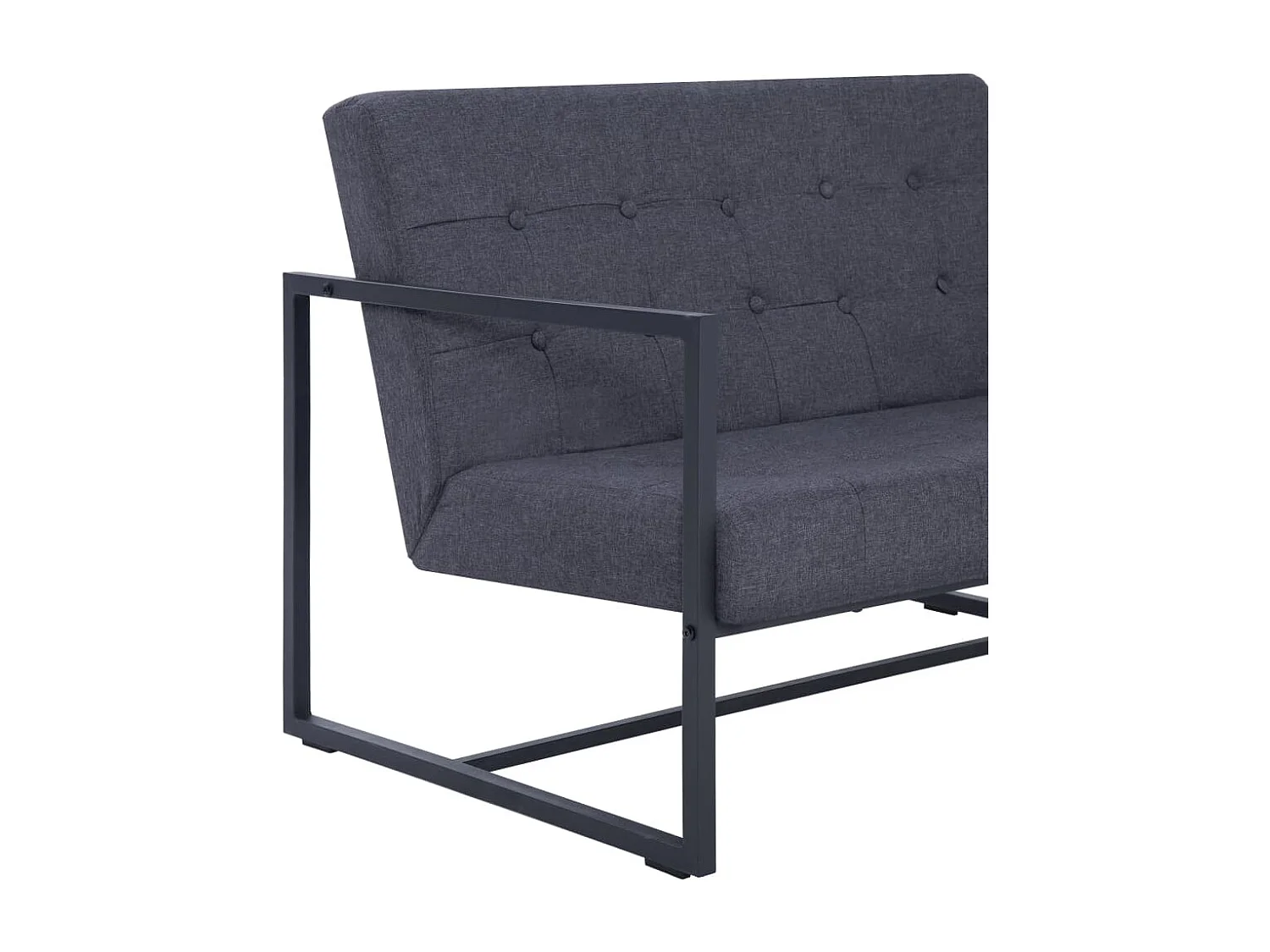 Canapé à 2 places avec accoudoirs Gris foncé Acier et tissu