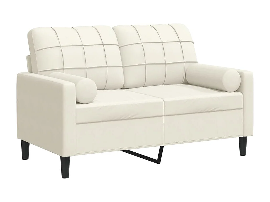 Tweezitsbank met sierkussens 120 cm fluweel crèmekleurig