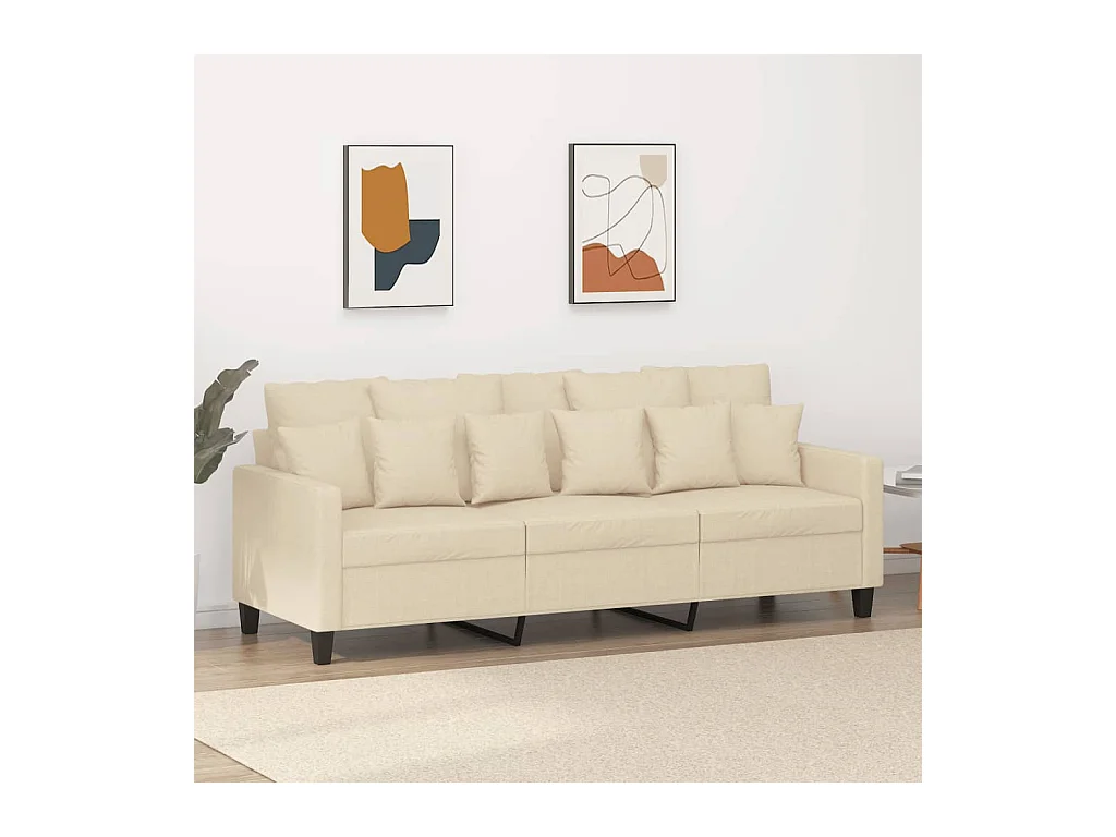 Canapé à 3 places Crème 180 cm Tissu