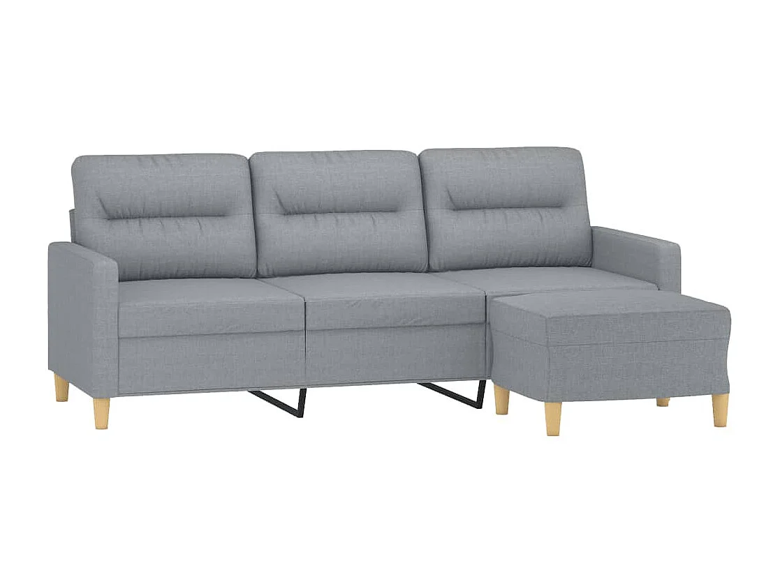 Canapé à 3 places avec repose-pieds Gris clair 180 cm Tissu