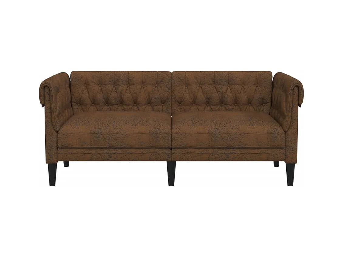 Tweezitsbank Chesterfield-stijl stof bruin
