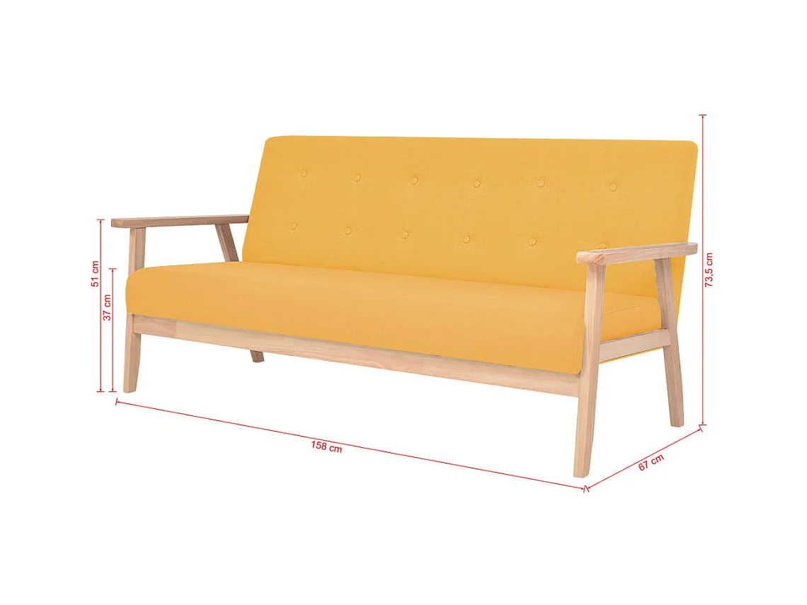 Sofá de 3 lugares tecido amarelo