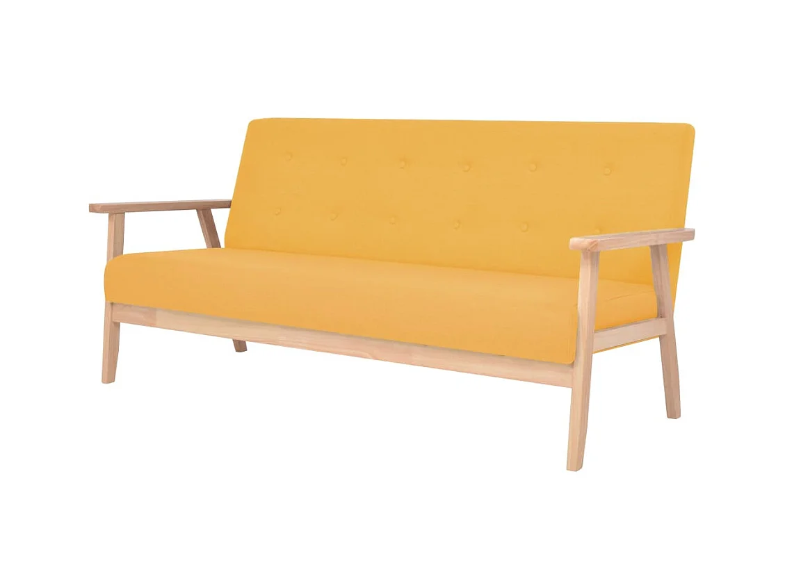 Canapé à 3 places Tissu Jaune