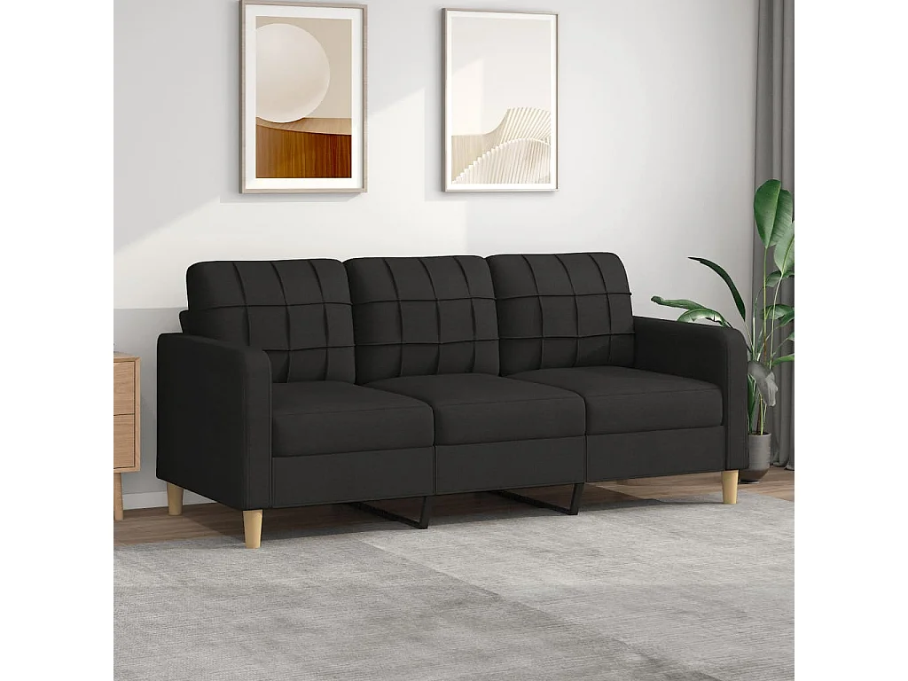 Driezitsbank 180 cm stof zwart