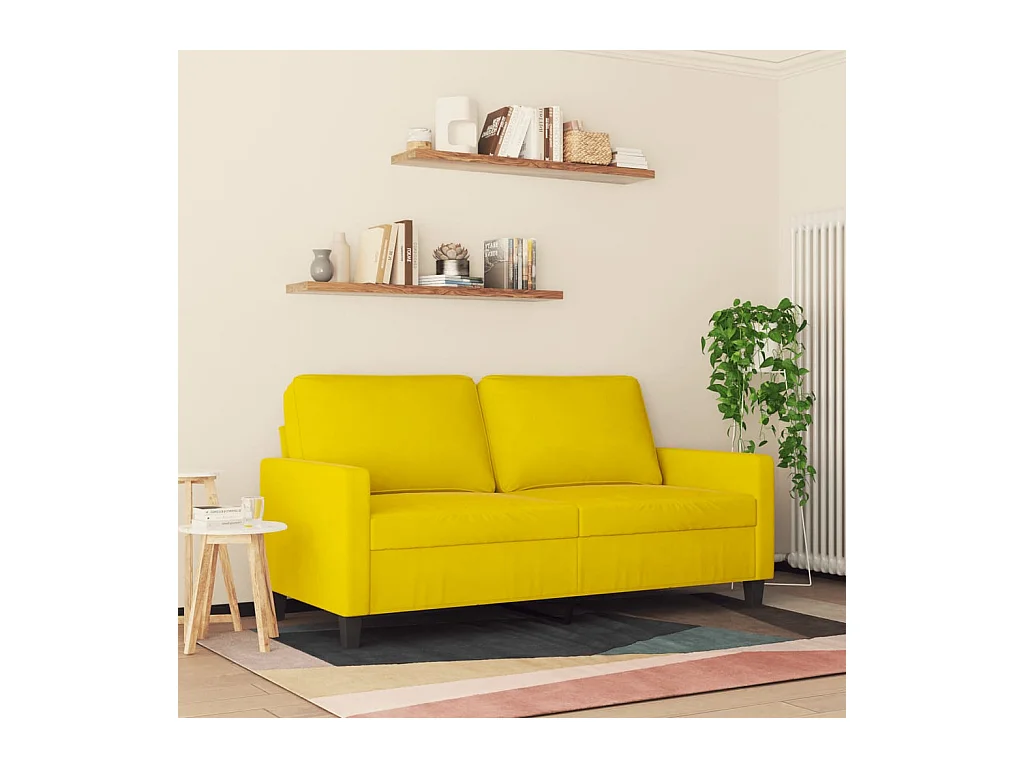 Canapé à 2 places Jaune 140 cm Velours