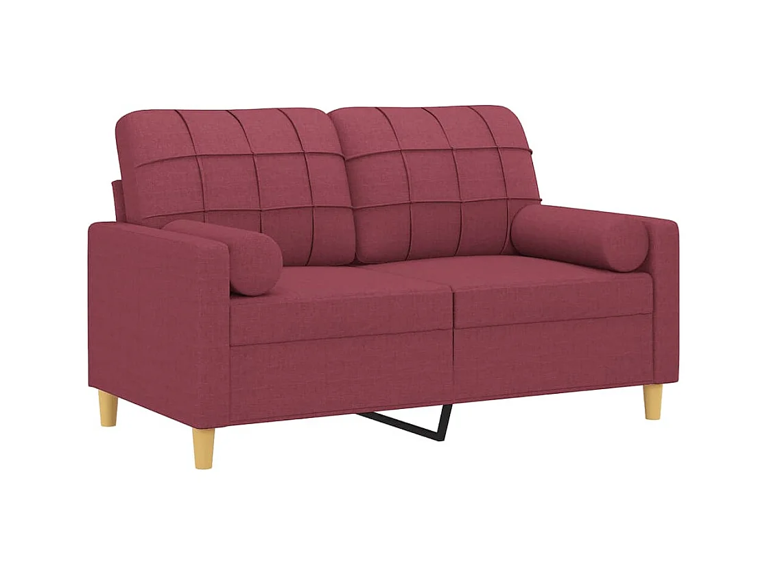 Tweezitsbank met sierkussens 120 cm stof wijnrood