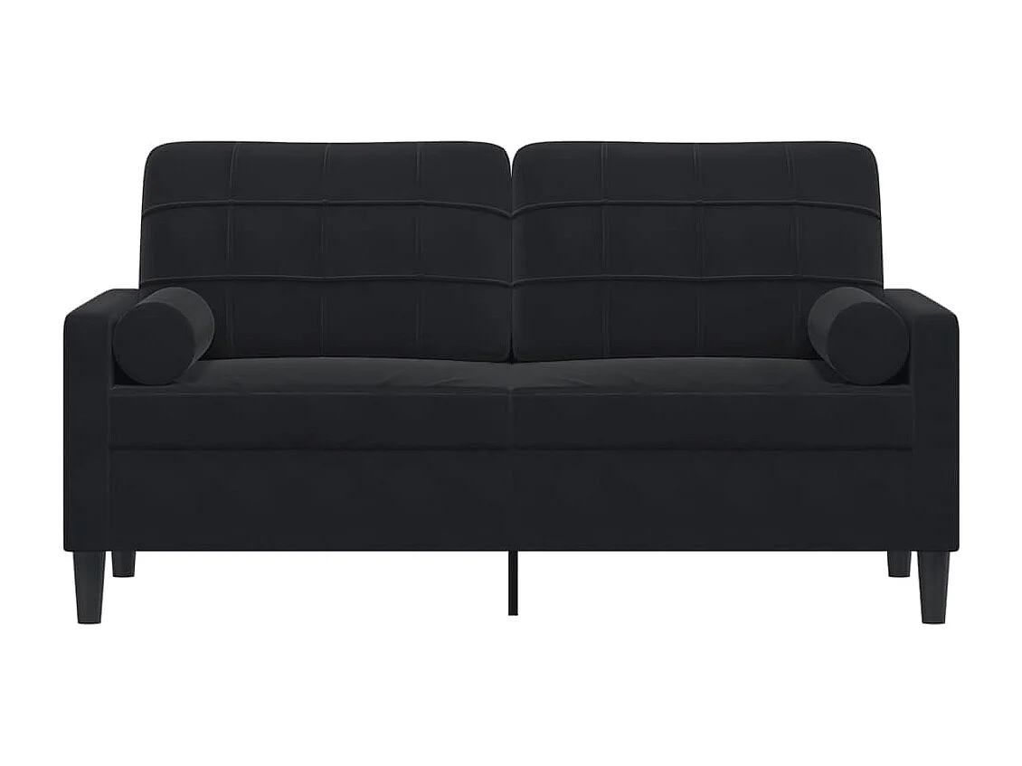 Canapé 2 places avec oreillers décoratifs noir 140 cm velours