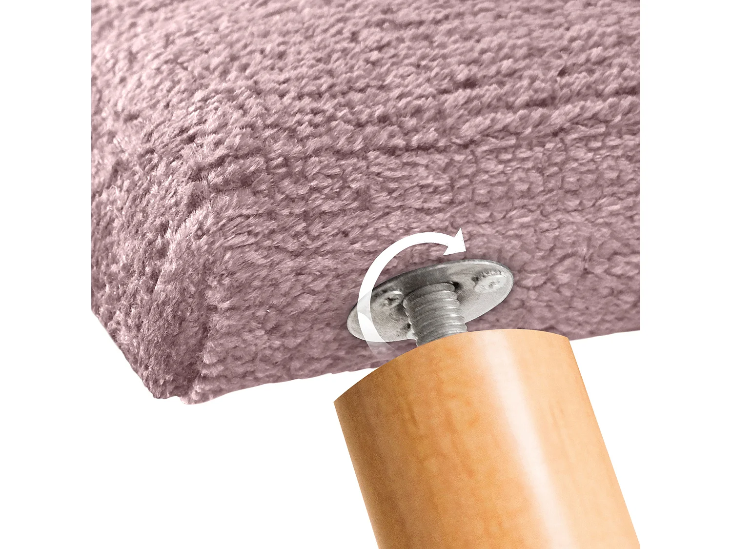 DHOME Kopfteil aus Naturwolle mit Knöpfen 95 x 105 cm mit Bettbeinen 90 – Lachs