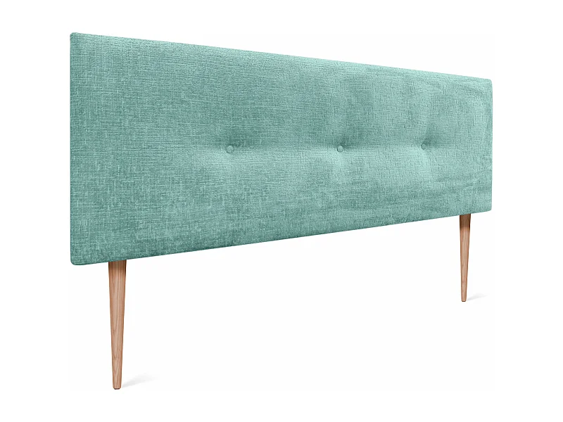 DHOME Kopfteil aus Naturwolle mit Knöpfen, 150 x 105 cm, mit Bettbeinen 150 – Aquagrün