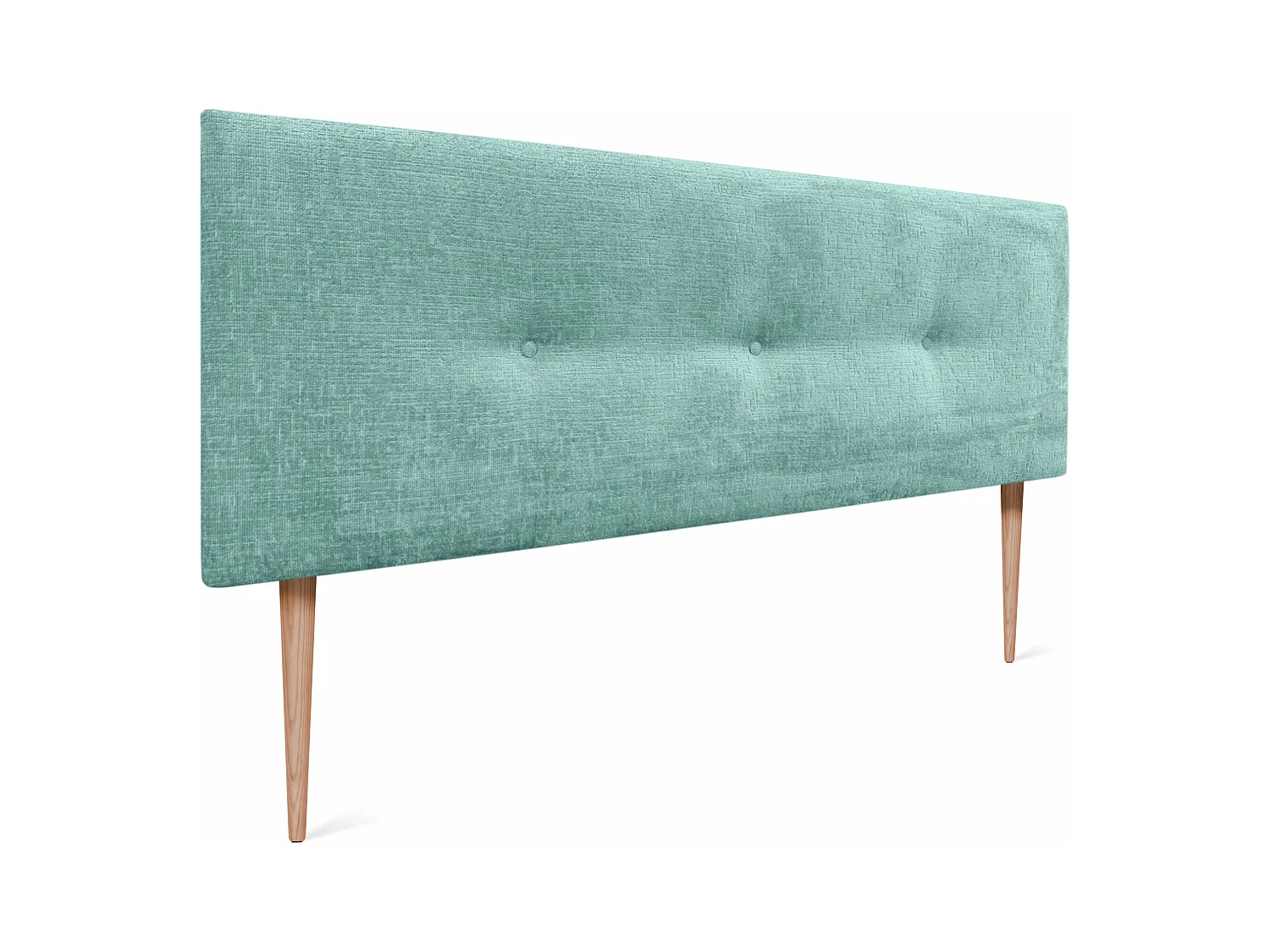 DHOME Tête de Lit Laine Naturelle avec Boutons 150x105cm et Pieds de Lit 150 - Vert Aqua