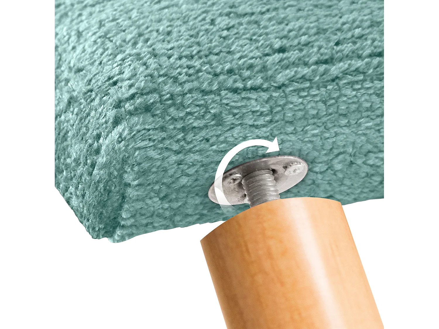 DHOME Kopfteil aus Naturwolle mit Knöpfen 105 x 105 cm mit Bettbeinen 105 – Aquagrün