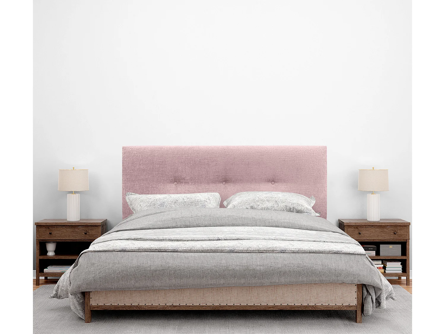 DHOME Tête de Lit Laine Naturelle avec Boutons 135x50cm Lits 120/135 - Saumon